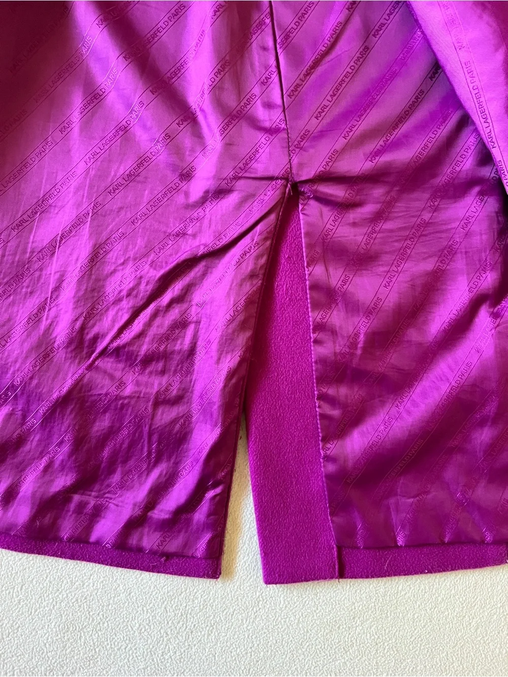 Karl Lagerfeld Paris Berry Purple Magenta Fuschia Wool Trench Pea Coat Designer
